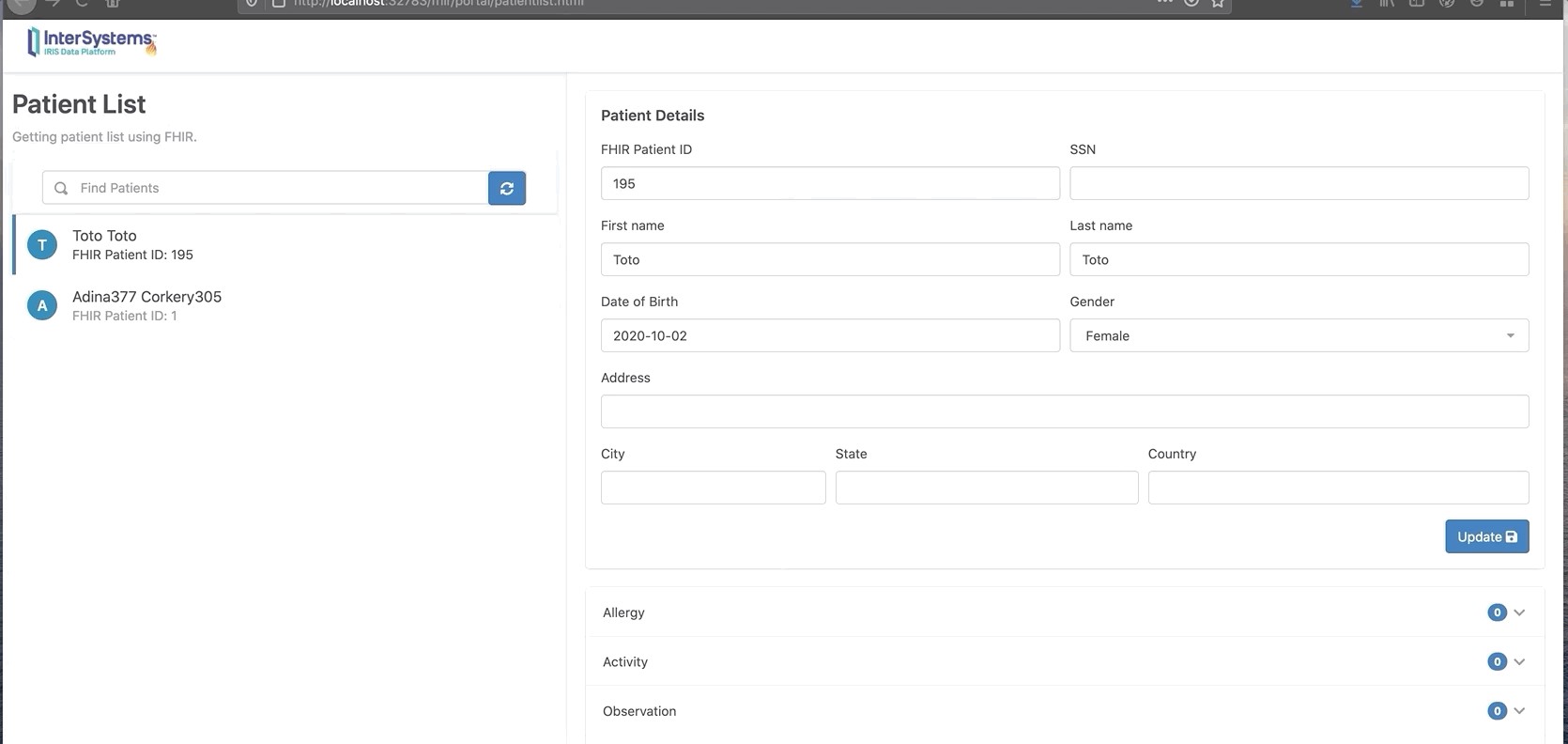 portail d'activités
